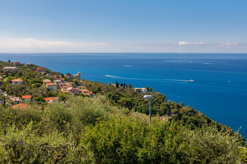 Panoramic view from Chiavary to Ligurian seaside, Italy