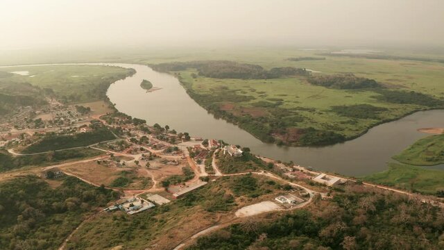 traveling front, Muxima, place of religious worship, Angola, Africa, the Kwanza river in the background