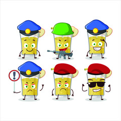 A dedicated Police officer of fresh apple juice mascot design style. Vector illustration