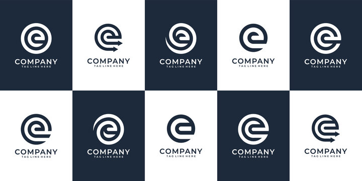 Set of corporate letter e logo concept bundle