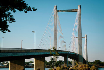 Cable-stayed bridge over Columbia River in Washington State