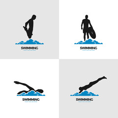 Creative swimming design concepts, illustrations, vectors
