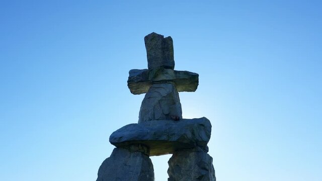 Inukshuk at Sunset, English Bay, Vancouver, Canada