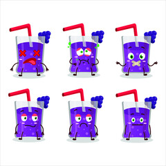 Grapes juice cartoon character with nope expression. Vector illustration