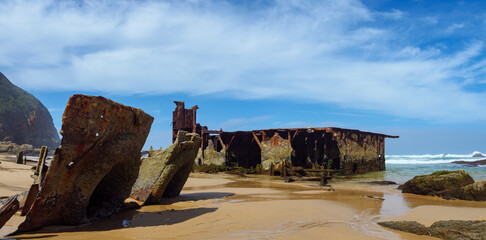 Wreck of a floating dock (in 1902) at Glentana near Mossel bay, Garden Route,   Western Cape. South...