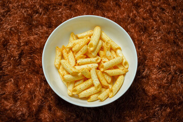Delicious french fries on the bowl