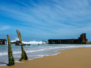 Wreck of a floating dock (in 1902) at Glentana near Mossel bay, Garden Route,   Western Cape. South Africa