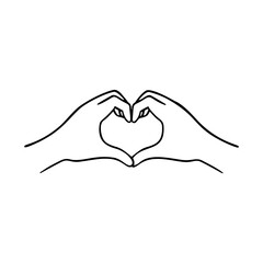 Fototapeta premium Love. Gesture human hand. Vector doodle illustration.