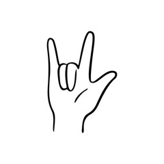 I love you. Gesture human hand. Vector doodle illustration.