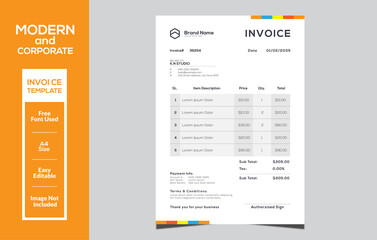 Modern and corporate invoice design template