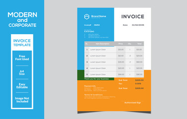 Modern and corporate invoice design template