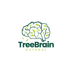 tree brain leaf smart idea think logo vector icon illustration