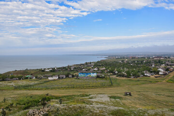 Fototapeta na wymiar Taman peninsula landscape with Cossack settlement, Krasnodar region