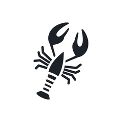 Fototapeta premium Crayfish crawfish lobster omar silhouette. Black isolated silhouettes. Fill solid icon. Modern glyph design. Vector illustration. Meat products fish and sea food. Marine life