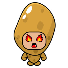 cartoon vector cute potato mascot costume character is angry