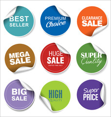 Colorful sale stickers illustration collection 