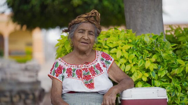 Portrait of a Mexican artisan. sitting, looking at camera, smiling