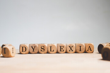 Dyslexia word cube on white background