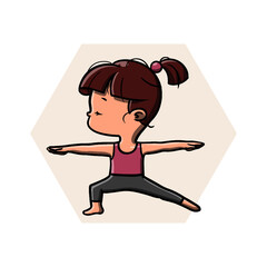 Cute Girl Yoga Vector Illustration