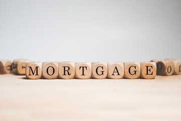 Mortgage word cube on white background