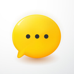3D Minimal yellow chat bubbles on white background. concept of social media messages. 3d render illustration