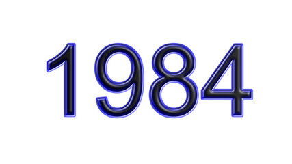 blue 1984 number 3d effect white background - obrazy, fototapety, plakaty