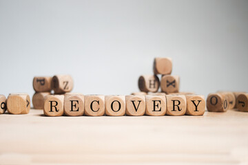 Recovery word cube on white background