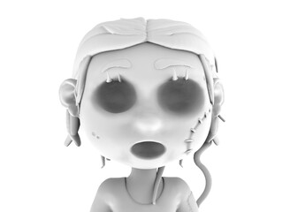 Cartoon horror zombie blou girl 3d-illustration 3d-rendering