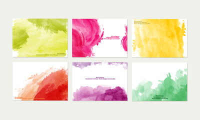 Set, design of watercolor multicolored backgrounds.