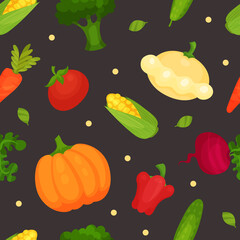 Organic Food and Eco Products Vector Seamless Pattern