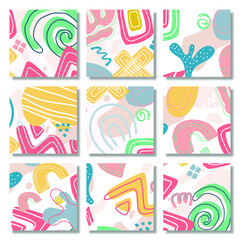 Fototapeta premium Set of Abstract Shape Background Memphis Pastel Color