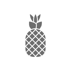 Vector pineapple, fruit grey icon. Isolated on white background