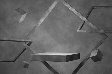 Product display design with cement texture. 3D rendering.