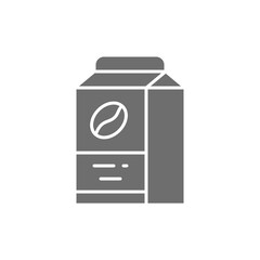 Vector coffee package, food packaging grey icon.