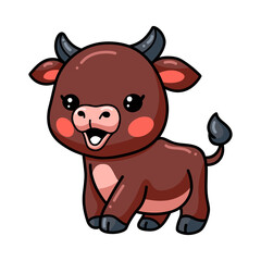 Cute happy baby bull cartoon
