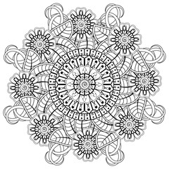 Fototapeta premium Mehndi flower for henna, mehndi, tattoo, decoration. decorative ornament in ethnic oriental style. doodle ornament. coloring book page.