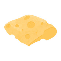 Cheese piece vector flat illustration. Maasdam or emmental fresh and tasty cheese cut into piece.