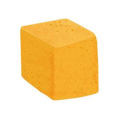 Swiss cheese cube vector flat illustration. Gouda, Parmesan or Maasdam fresh and tasty food.