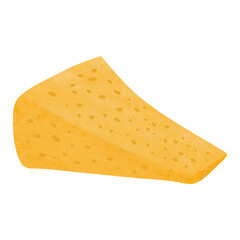Cheese piece vector flat illustration. Parmesan or Gouda fresh and tasty cheese cut into triangle.