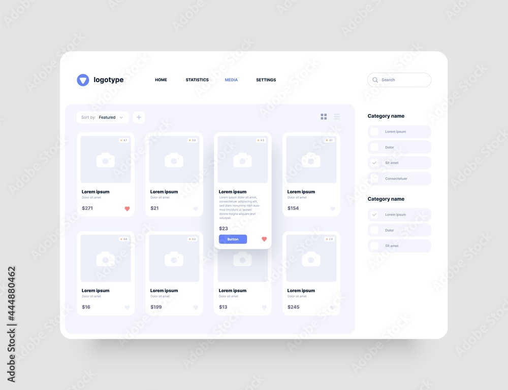 Poster concept app interface for online store, hotel booking or social media. dashboard design with ui and 