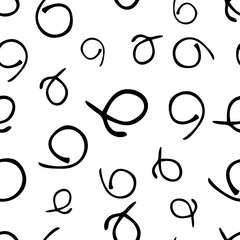 Seamless pattern with sketch round squiggle