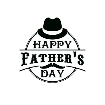Father day icon with mustaches and hat, vector holiday greeting gift. Fathers day and daddy family celebration, gentleman hat and dad mustaches