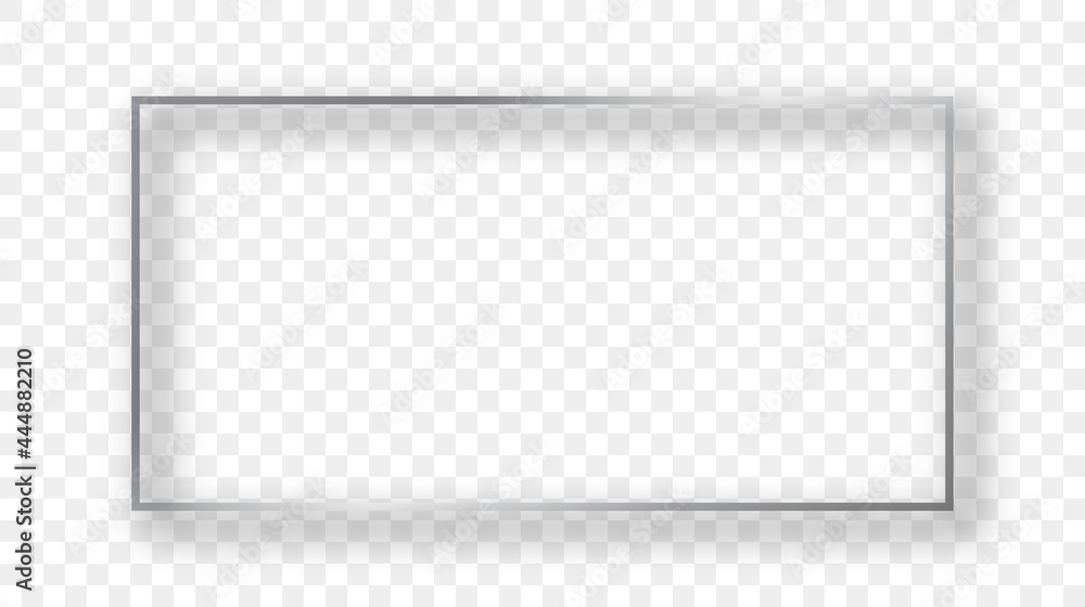 Poster silver glowing rectangular shape frame with shadow