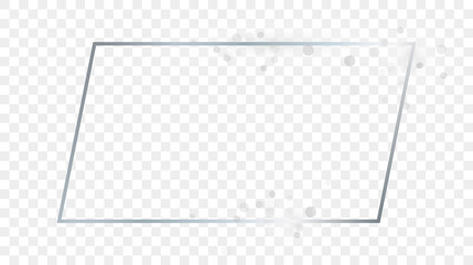 Silver glowing rectangular shape frame with sparkles