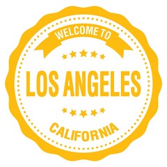 WELCOME TO LOS ANGELES - CALIFORNIA, words written on yellow stamp
