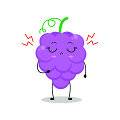Vector illustration of grape character with cute expression, sad, upset, angry, grapes isolated on white background, simple minimal style, fresh fruit for mascot collection, emoticon