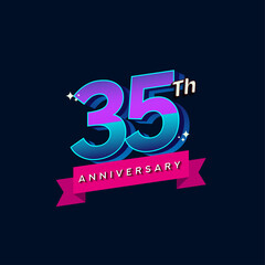 35th anniversary celebration logotype colorful design. Simple and retro anniversary logotype design.