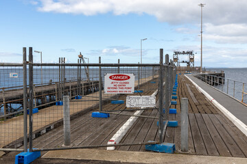 The wharf with partial closure in Kingscote Kangaroo Island South Australia on May 9th 2021