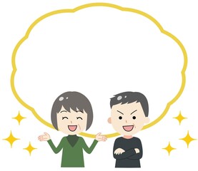 喜ぶ夫婦　中高年　吹き出し
