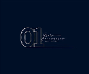 1st years anniversary celebration logotype with linked number. Simple and modern design, vector design for anniversary celebration.